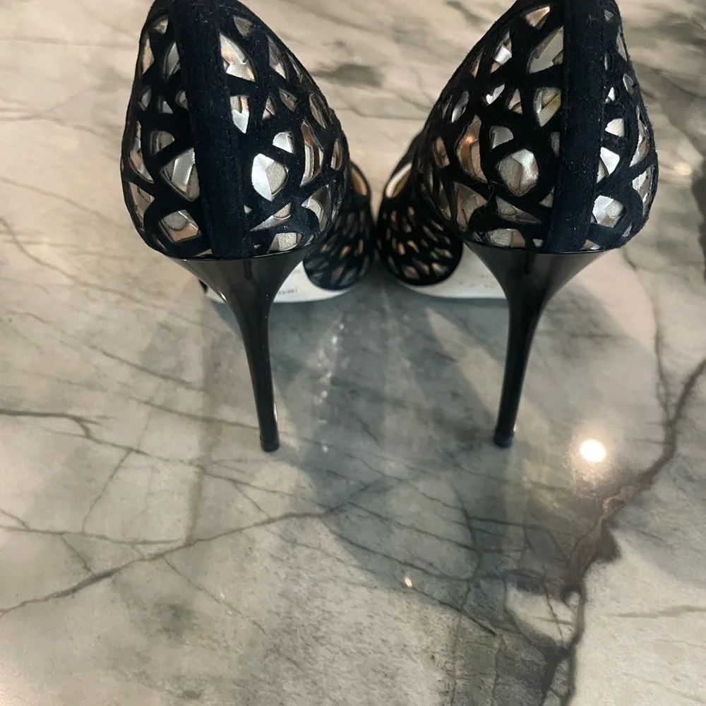 Jimmy Choo Anouk suede laser cut heels